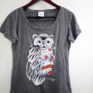 "Black Market Art", Owl and Skull Short Sleeved, Older Girls T-Shirt